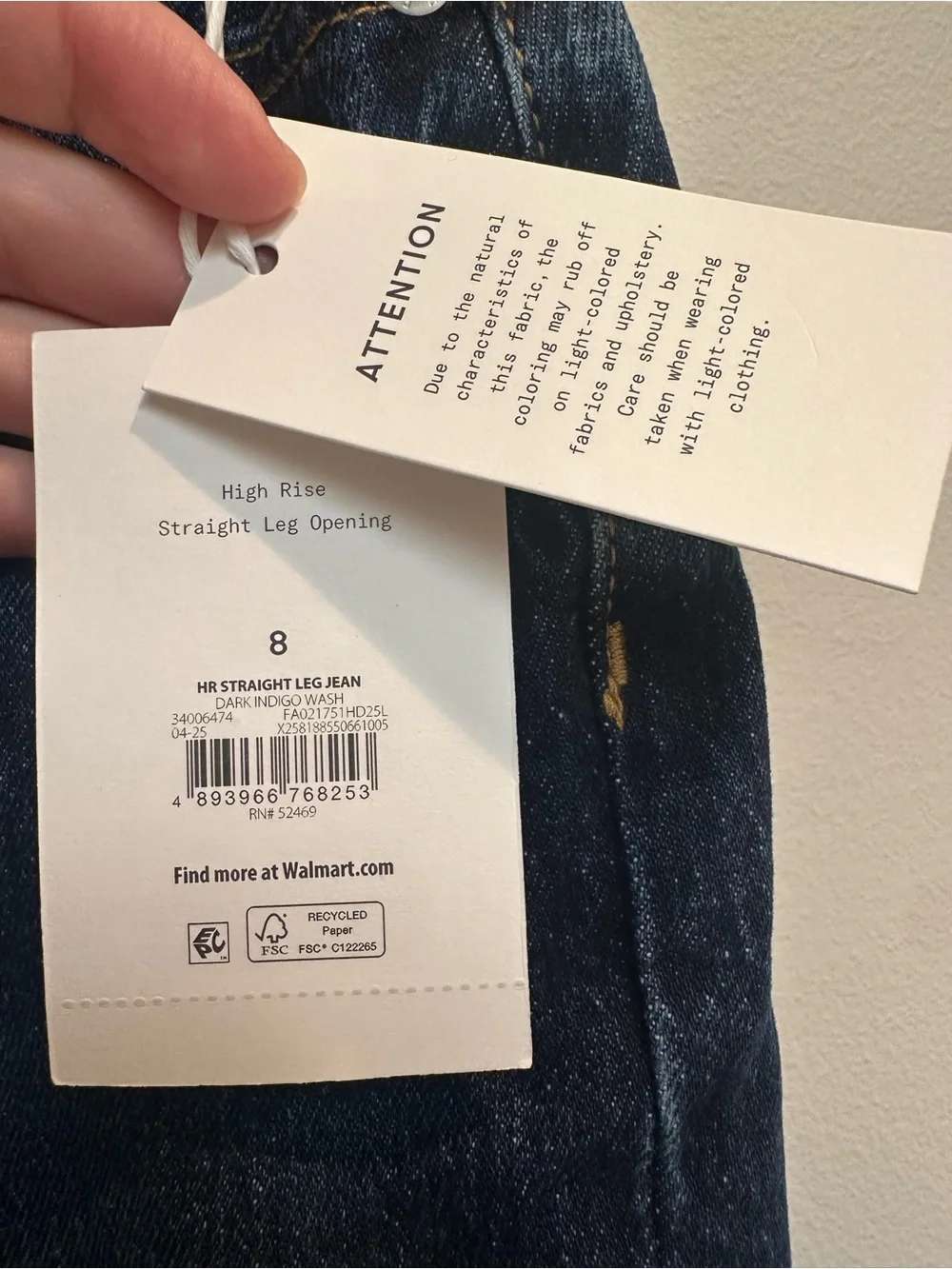 NWT Free Assembly High Rise Straight Leg Jeans 2 Pair Size 8 Dark/Indigo Wash